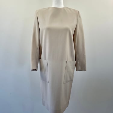 1980s Giorgio Armani Wool Crepe L/S Shift Dress 