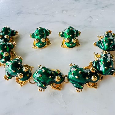 KJL Frog Bracelet & Earrings Clip 