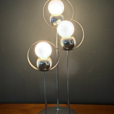 Mid-Century Modern Chrome Waterfall Eyeball Table Lamp – 3-Light
