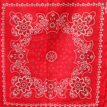 Vintage 60s Red Bandana Fabric Cotton Elephant Brand 1.6 Yds 