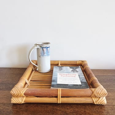 Vintage Bamboo and Rattan Serving Tray 