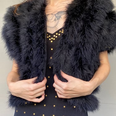 Midnight Marabou Feather Vest