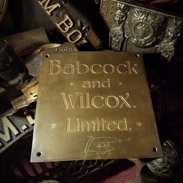 Early Steam BABCOCK & WILCOX Limited Antique Engraved Entrance Brass Plaque 