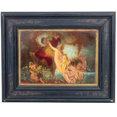 Gorgeous Framed Signed Kindle Oil On Board Painting Tannhauser & Venus