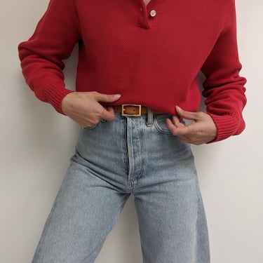 Vintage Petite Cherry Woven Henley