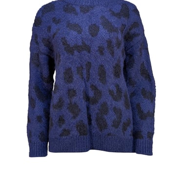 Kate Spade - Navy & Black Leopard Print Sweater Sz M