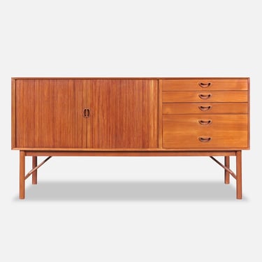 Danish Teak Tambour Door Credenza by Peter Hvidt and Orla Mølgaard-Nielsen