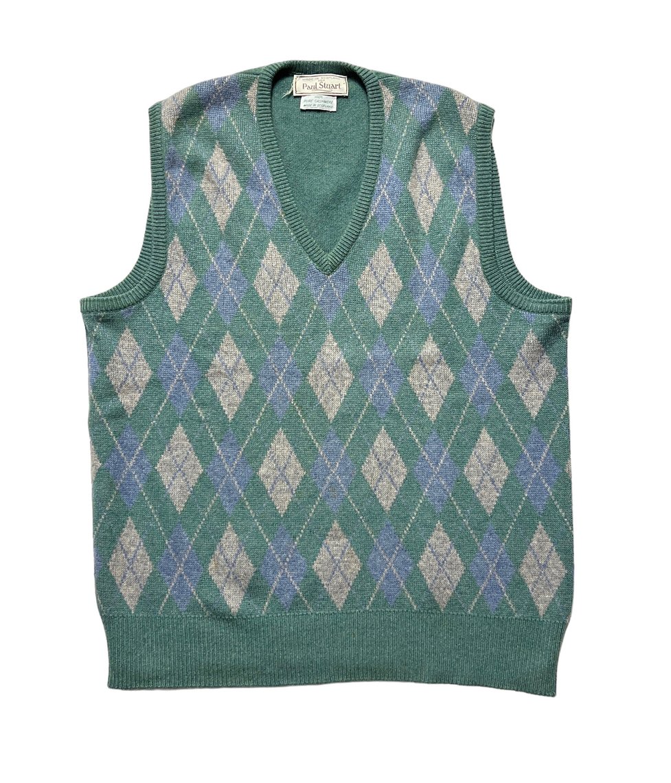 Vintage PAUL STUART Cashmere Argyle Sweater Vest ~ size S