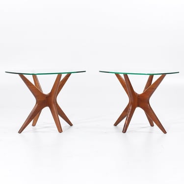 Adrian Pearsall Mid Century Walnut Jacks Side Tables - Pair - mcm 