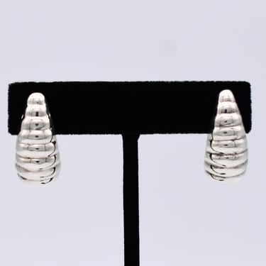 Modernist 80's graduated sterling shell studs, SU 925 silver Thailand abstract seashell earrings 