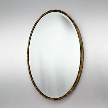 Vintage Brass Wall Mirror with Facet, France 