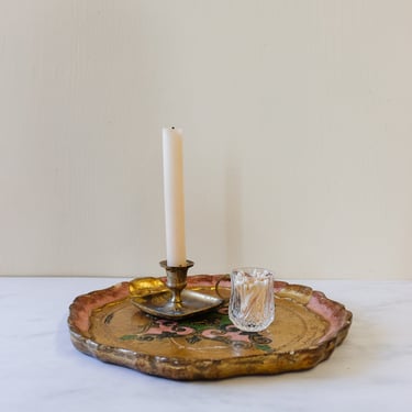 vintage italian florentine gilt wood tray