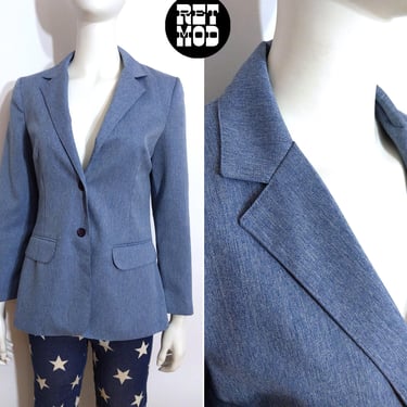 Smart Vintage 70s 80s Chambray Blue Blazer 