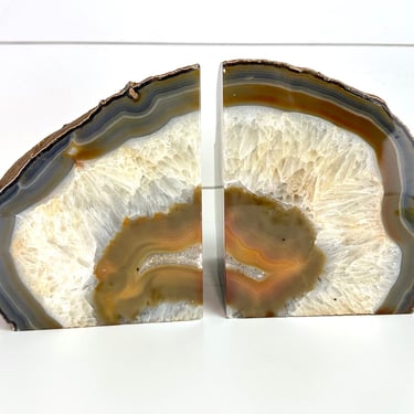 Thick Agate Geode Corner Slab Crystal Bookends Pair Brazil 28 lb Brazilian 004 
