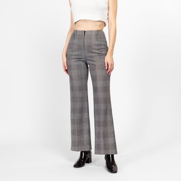 XS 70s Grey Plaid High Waisted Pants 24.5