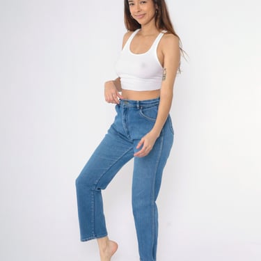 Vintage 90s Lee Jeans Straight Leg High Waisted Relaxed Denim Pants Boyfriend Blue Streetwear 1990s Size Medium 30 