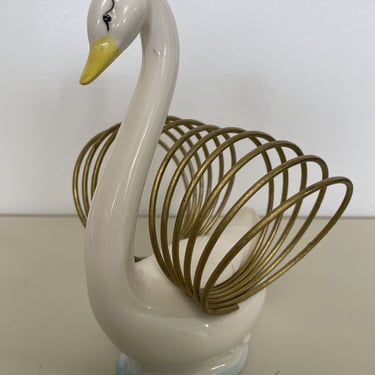 1960s Menschik-Goldman Swan Napkin Holder M.G. Inc. Japan, bird lover gifts, swan gifts, 