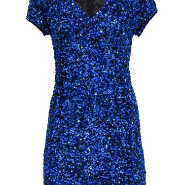 Parker - Cobalt Blue Sequin Cap Sleeve Sheath Dress Sz 10