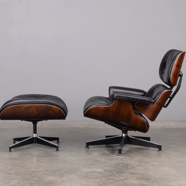 Vintage Eames Lounge Chair 670/671 Rosewood and Black Leather 