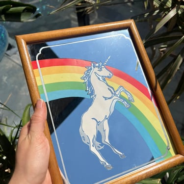 80s Vintage Rainbow Unicorn Mirror