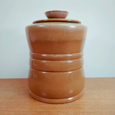 Vintage Frankoma Ringed Canister 26S | Sugar Jar | Brown Satin 