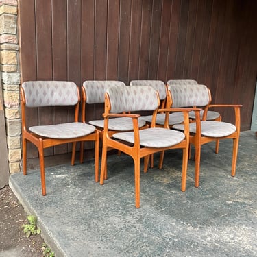 6 Erik Buck Model 49 Teak Black Mid Century Danish Modern Dining Chairs Armchairs Vintage 