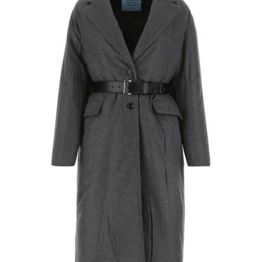 Prada Women Grey Cashmere Blend Padded Coat