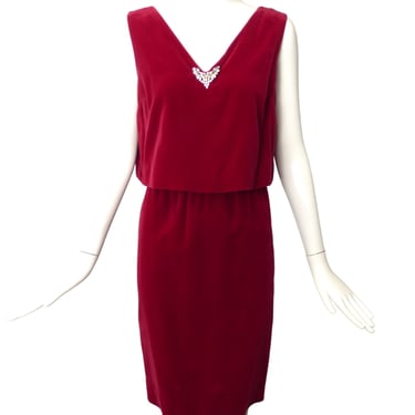 JACQUES HEIM- 1950s Burgundy Velvet Dress, Size 6