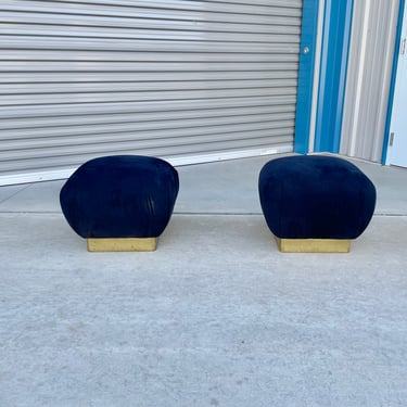 Vintage Brass Poufs by Marge Carson- Set of 2 