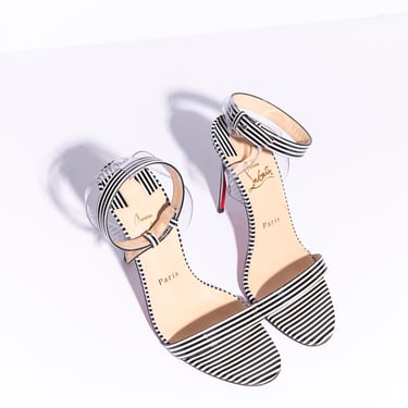 LOUBOUTIN Pinstripe Patent Leather Heels