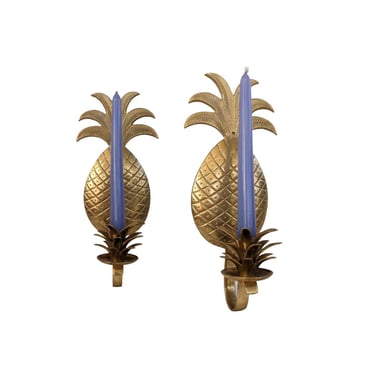 Vintage Brass Pineapple Candle Sconce, Home Decor Wall Sconce, Hospitality Fertility Symbol 