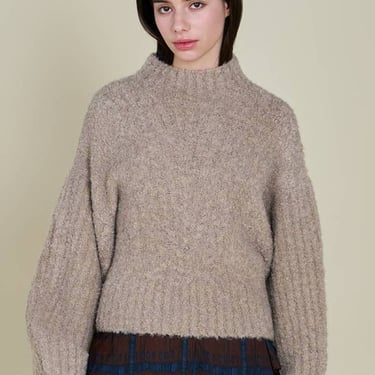 Grade &amp; Gather Cable Bubble Sleeve Knit - Oat on Garmentory