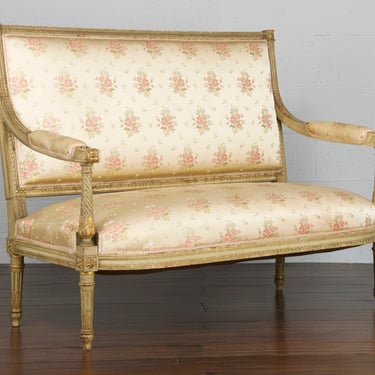 19th Century French Directoire Style Gilded Loveseat or Settee 