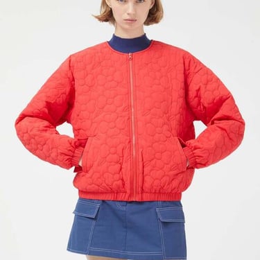 Floral Quilted Bomber Jacket - Red
