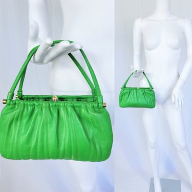 1960's Kelly Green Leather Purse I Handbag I Zenith 