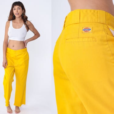Yellow Dickies Pants -- Bright Workwear Work Pants Jeans 90s Cargo Work Pants Straight Leg Cotton Pants Vintage Men's Medium 33 