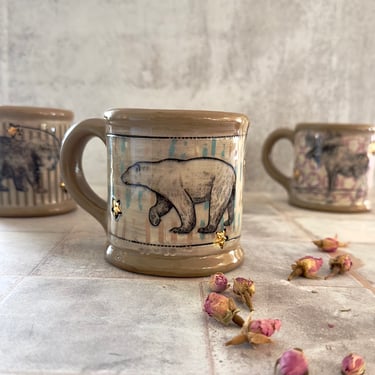 Ceramic coffee mug handmade, polar bear mug 