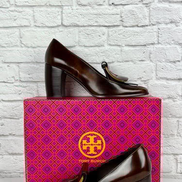 Tory Burch 80mm buckle-detailed pumps, Size 6.5, Brown