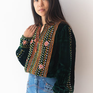 Embroidered Velvet Blouse - Jupiter