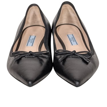 Prada - Black Leather Pointed Toe Flats Sz 5.5