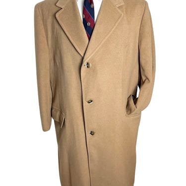 Vintage 1970s 100% CASHMERE Overcoat ~ size 46 ~ Trench Coat ~ Preppy / Ivy Style / Trad ~ 60s ~ Camel 