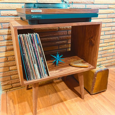 Mid Century Modern Record Player Stand Storage Console 