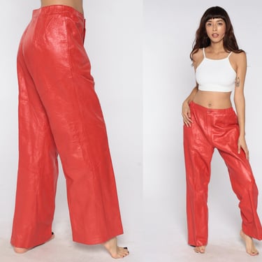 Red Rockies Pants Cotton Trousers High Waisted Trousers 80s
