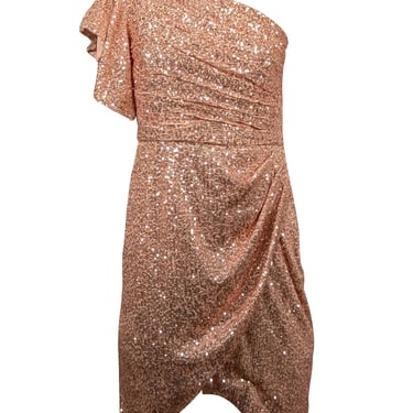 Shoshanna - Rose Gold Pink Sequin One Shoulder Dress Sz 2