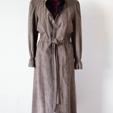 Vintage Ben Kahn Taupe Suede Coat with Quilted Fur Lining Medium