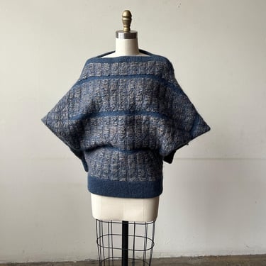 6737t / issey miyake blue mohair batwing sweater / s / m 