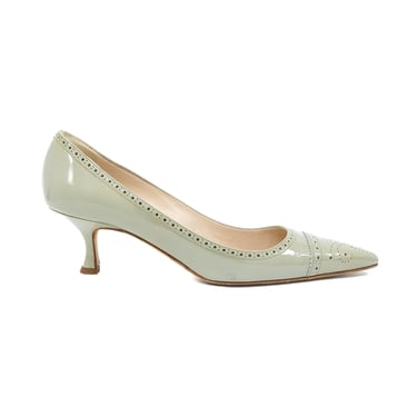 Manolo Blahnik Celadon Patent Lasercut Pumps, 36.5