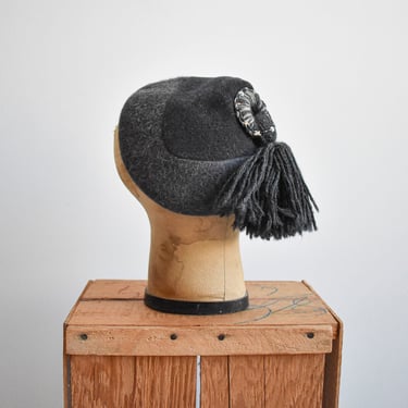 1940s Gray Wool Calot Hat 