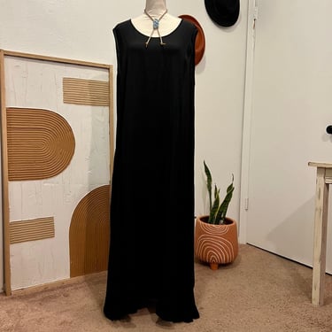 Vintage 90s Leslie Fay Black Lightweight Oversized Sleeveless Maxi Dress 18 