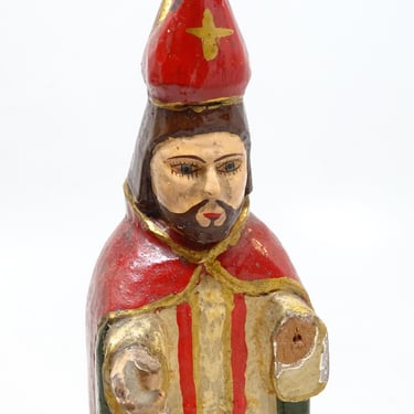 Early 1900's Antique Santos, Vintage Polychrome Saint Religious Statue, Religious Church Folk Art 